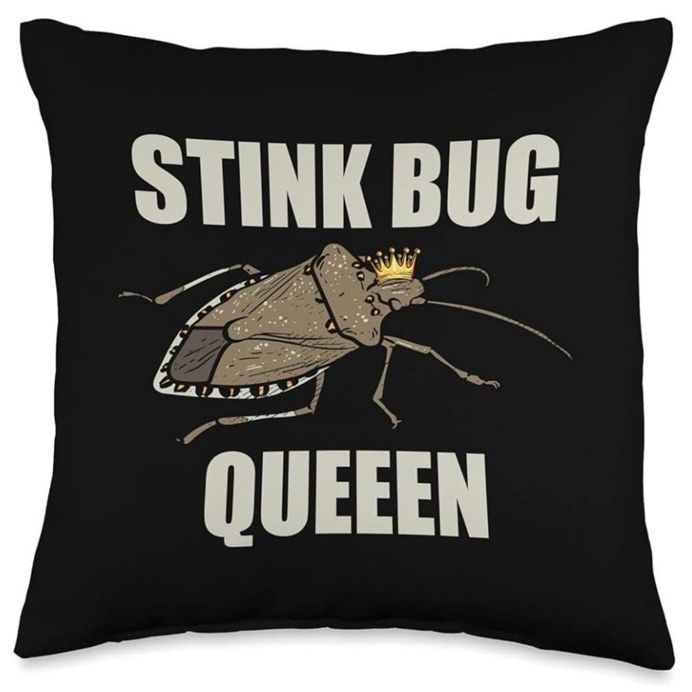 Throw Pillow Stink Bug Queen Graphic Print Black Size 14.5” x 14.5” NEW